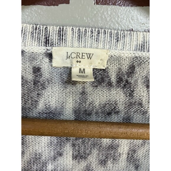 J. Crew Cardigan Sweater Womens Size M Watercolor Leopard Print 100% Merino Wool - Picture 2 of 7